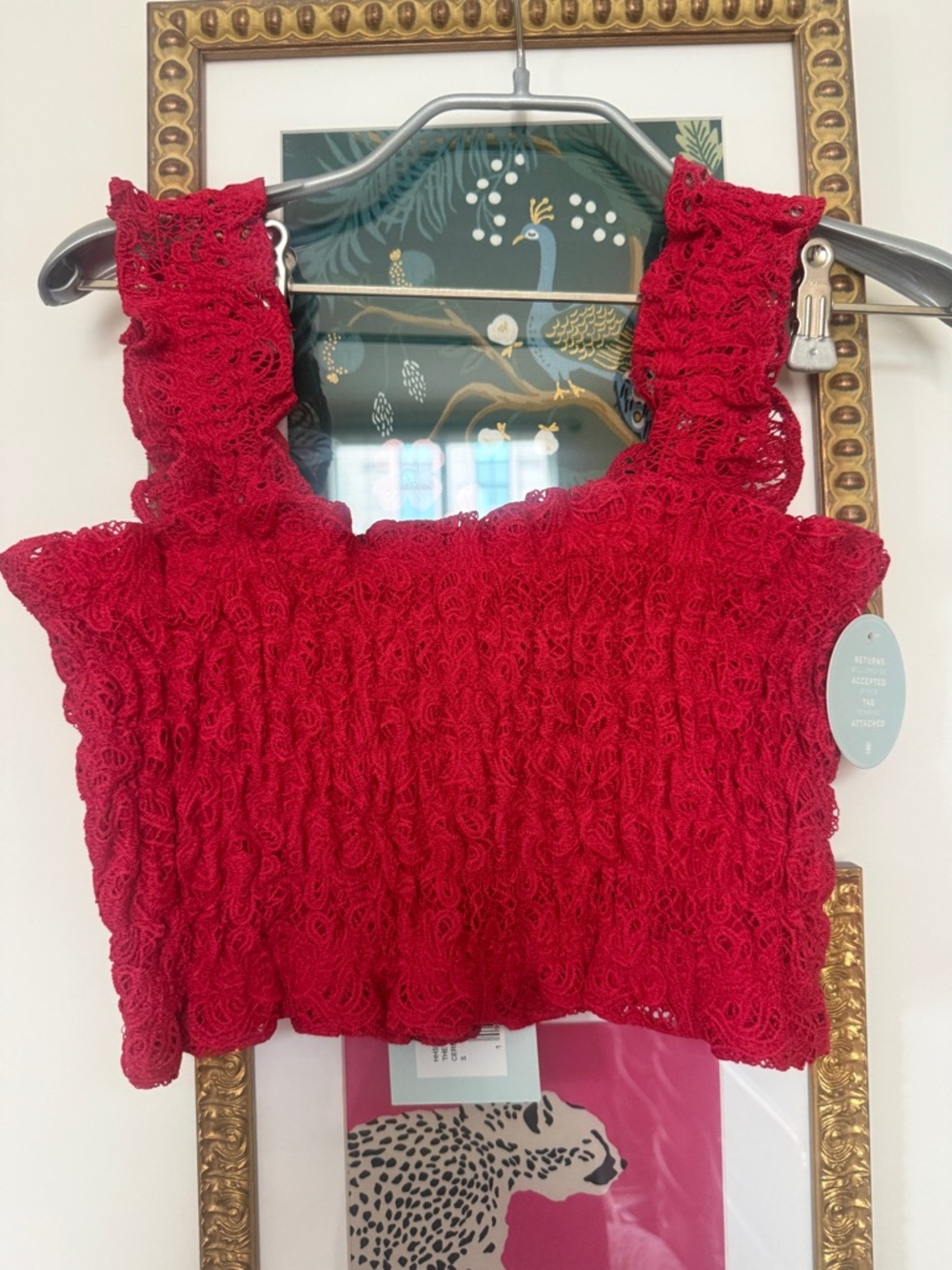NWT Hill House Home Azalea Nap Top — Cerise Lace, Size S - Picture 3 of 4